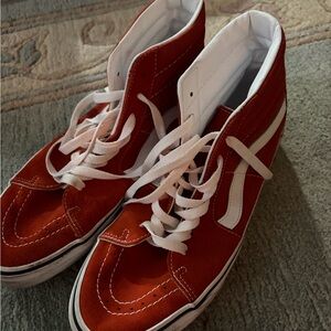 Vans Men's High-Top Sneakers - Bold Red and Crisp White
